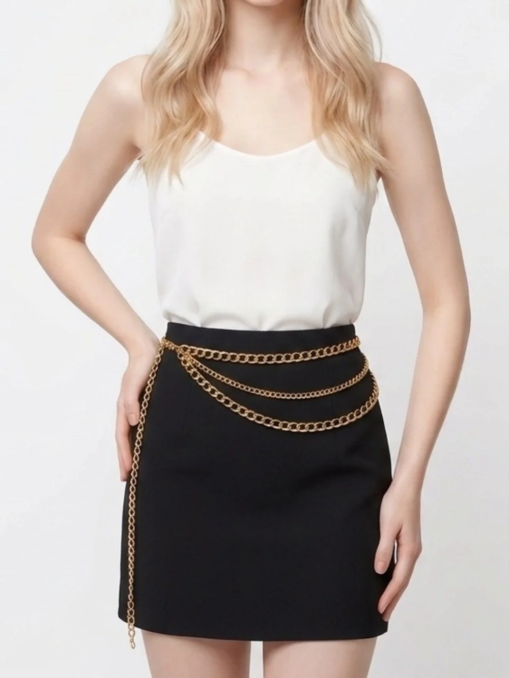 Chic layered Gold Chain Belt womens accessories NWT
